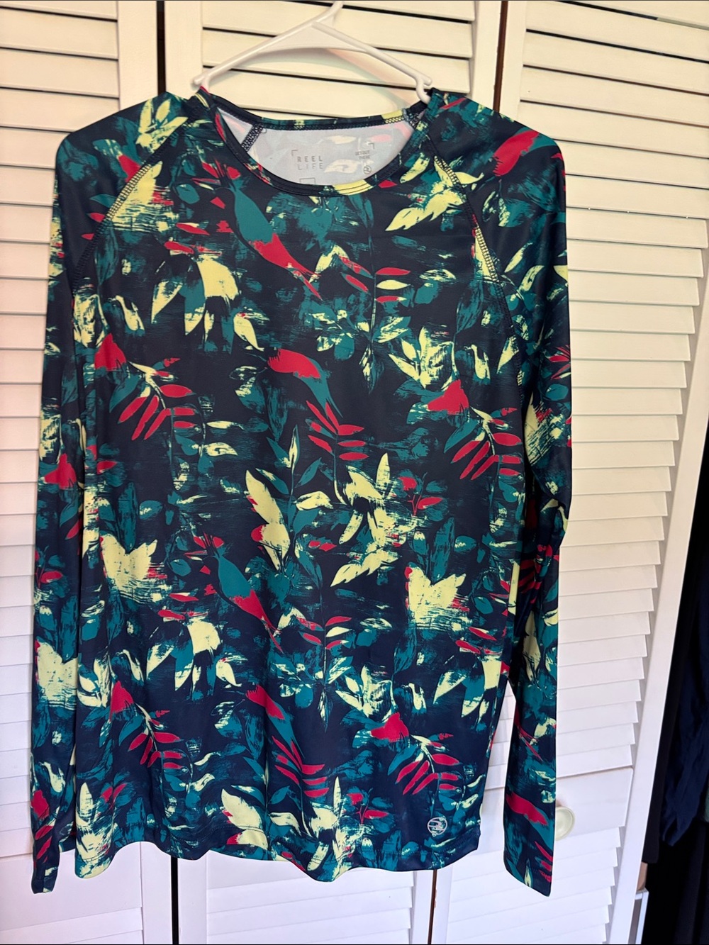Reel Life Long Sleeve Floral Performance Top - Green Floral